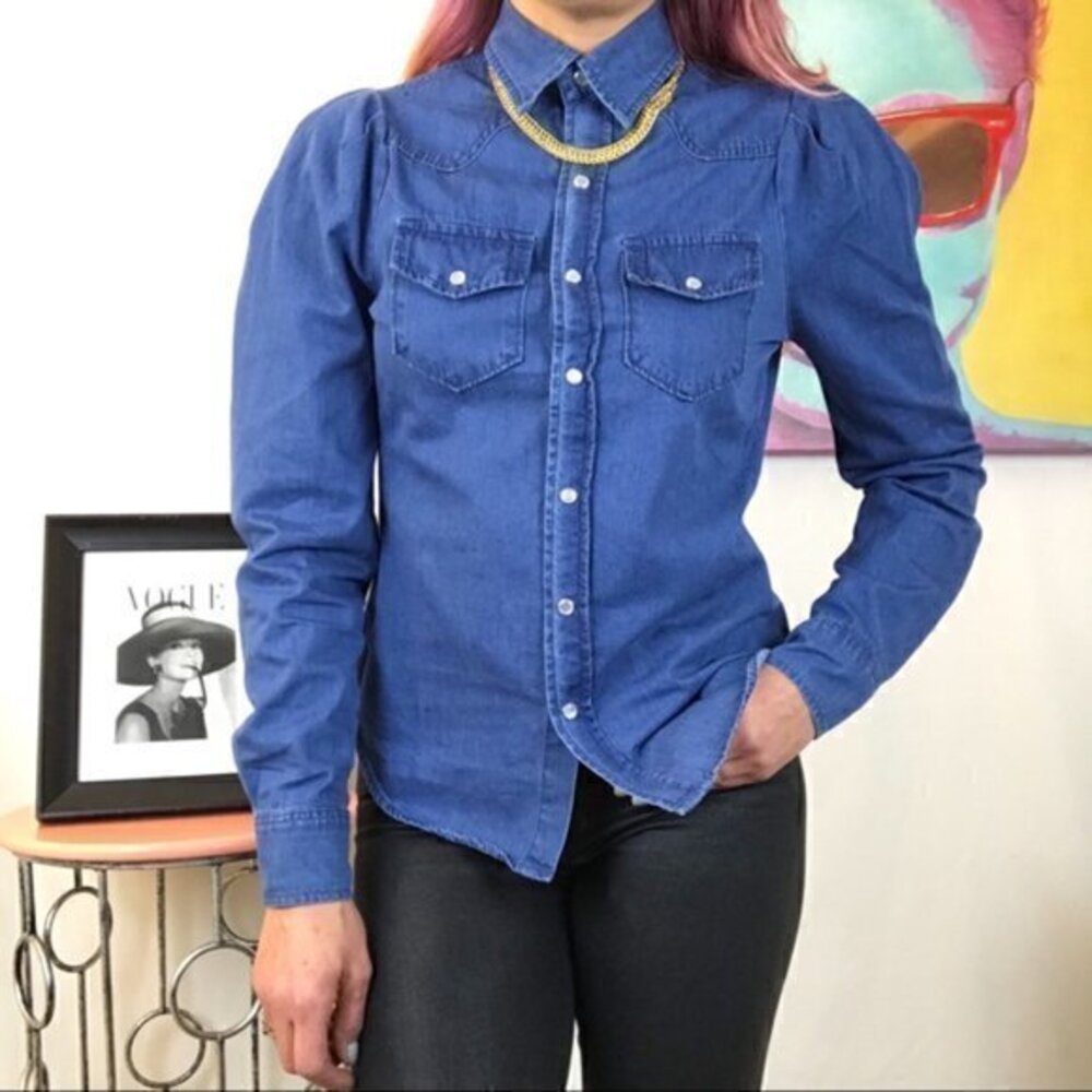 Torn by Ronny Koboโ Denim Chambray Snap Button Down